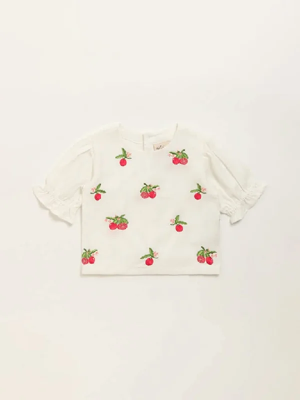 Utsa Kids White Embroidered Top (2 - 8yrs)