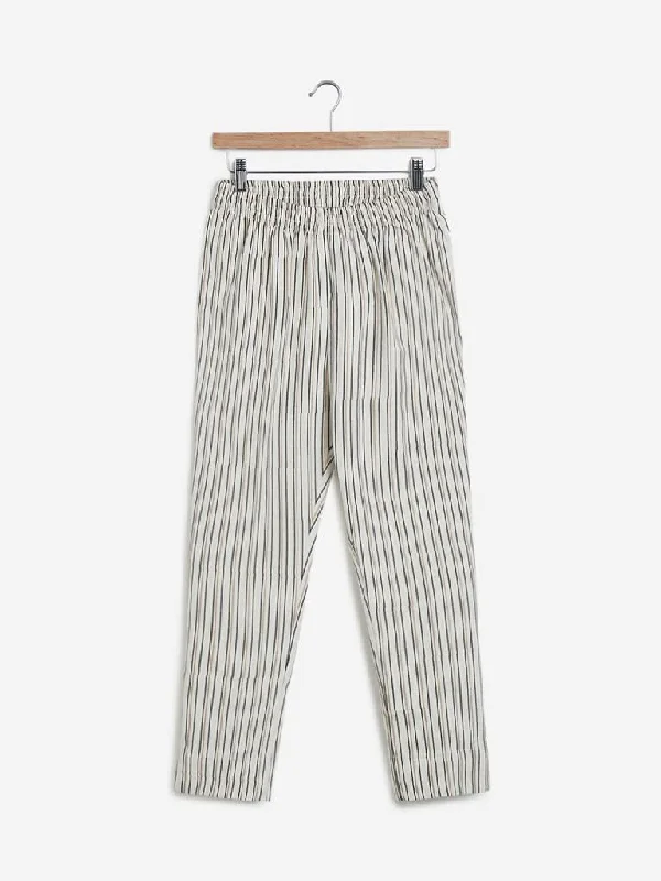 Utsa Off White Striped Ethnic Pants