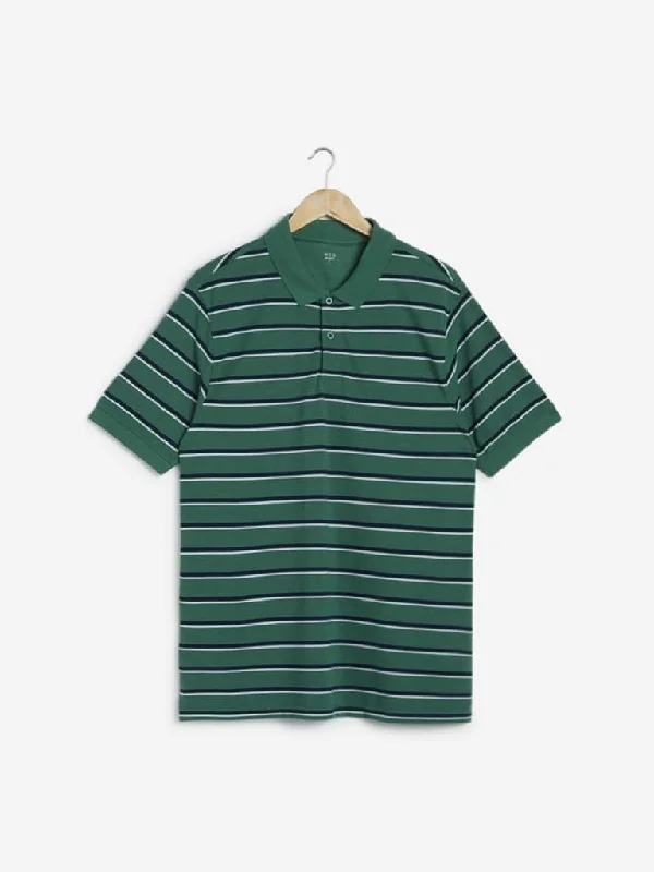WES Casuals Green Relaxed-Fit Polo T-Shirt