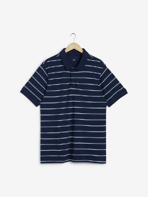 WES Casuals Navy Relaxed Fit Polo T-Shirt