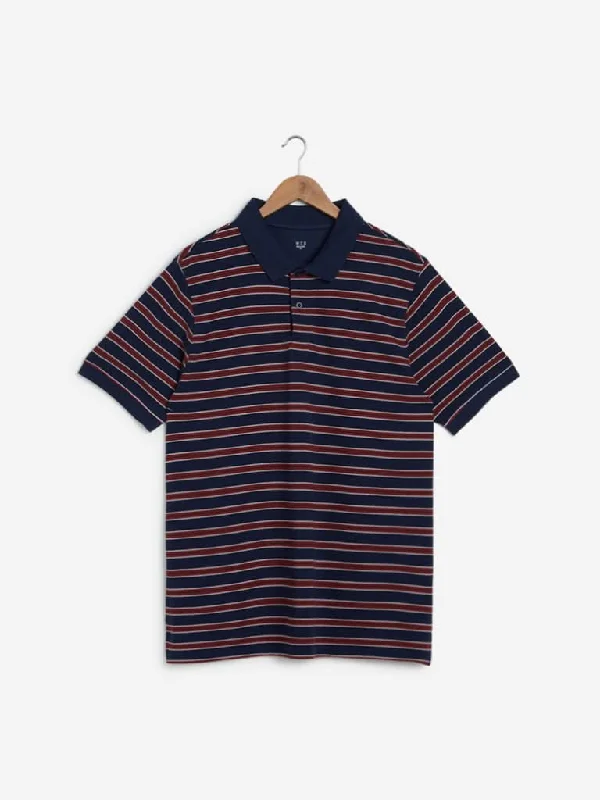 WES Casuals Navy Relaxed Fit Polo T-Shirt