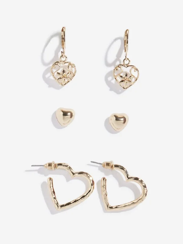 Westside Accessories Gold Earrings Set - Pack of 3