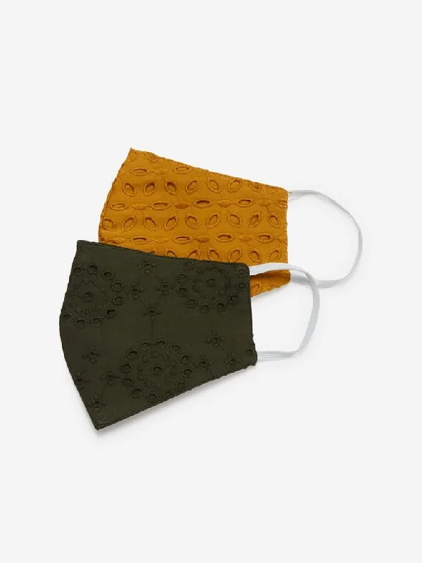 Westside Mustard And Olive Reusable Outdoor Face Mask Pack Of Two