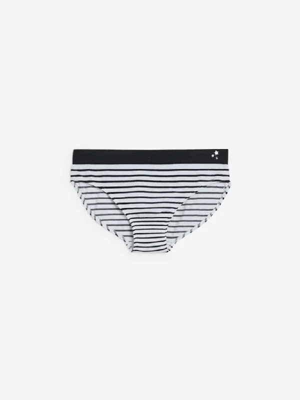 Wunderlove Black Striped Superstar Bikini Briefs