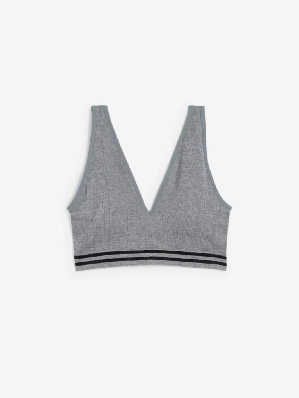 Wunderlove Grey Padded Superstar Sports Bra