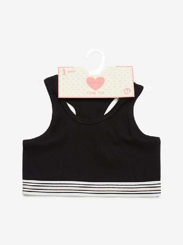 Y&F Kids Black Ribbed Crop-Top