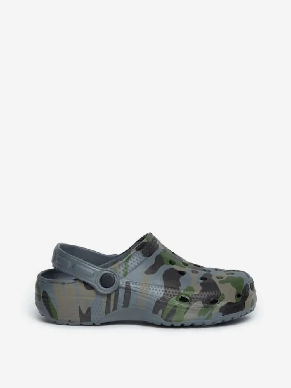 Yellow Multicolour Camouflage Print Clogs