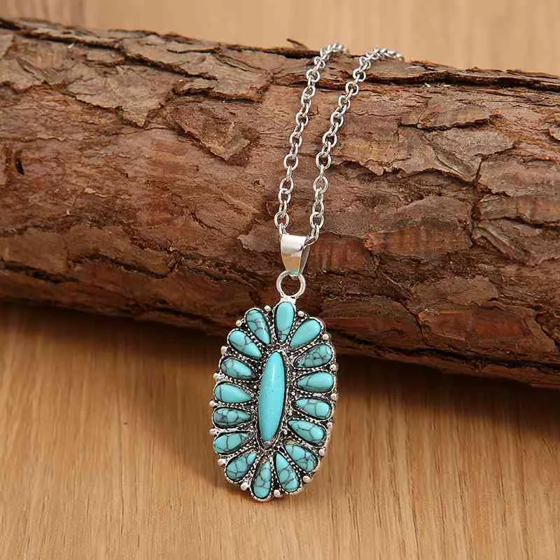 Neon Bodysuits to Stand Out at PartiesArtificial Turquoise Pendant Alloy Necklace
