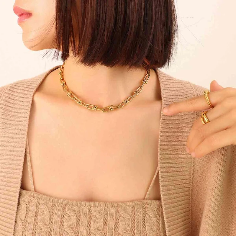 Cut - Out Bodysuits for a Trendy and Fashion - Forward StyleChunky Chain Titanium Steel Necklace
