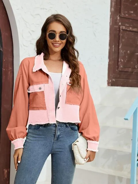 Seamless Bodysuits for a Smooth Underwear LookColor Block Crop Jacket with Pockets