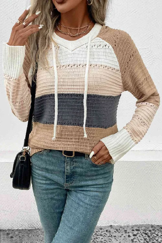 Neon Bodysuits to Stand Out at PartiesColor Block Drawstring Hooded Sweater