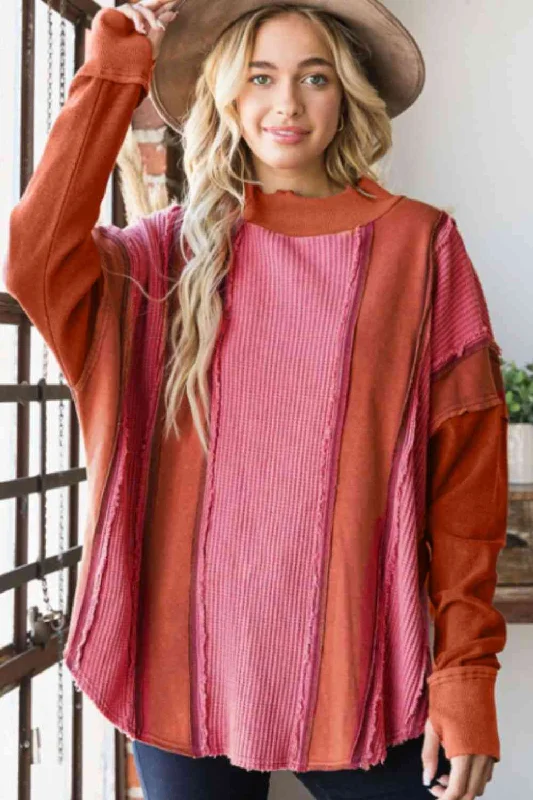 Plus - Size Bodysuits with a Comfortable and Flattering FitColor Block Exposed Seam Top