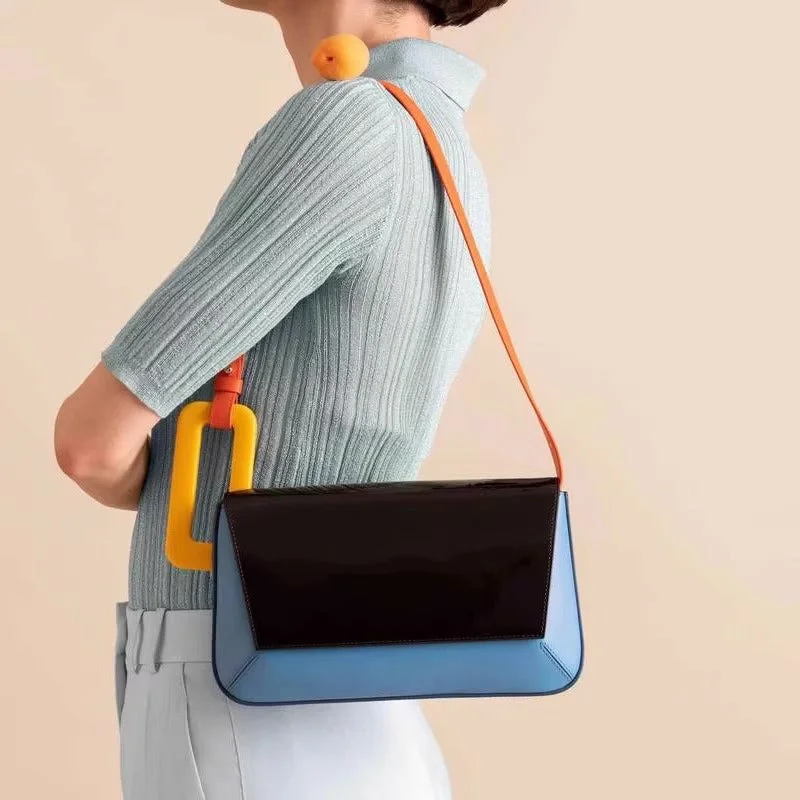 Cut - Out Bodysuits for a Trendy and Fashion - Forward StyleColor Block Patchwork Tote Bag