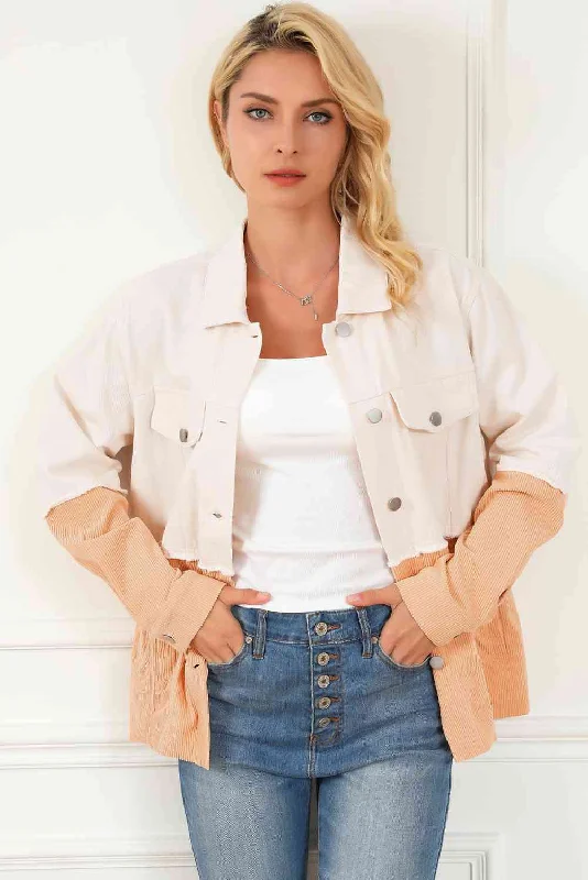 Convertible Straps Bodysuits for Multiple Styling OptionsContrast Button Down Collared Jacket