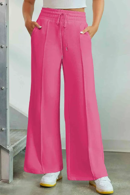 Maternity Bodysuits for Expecting Mothers' ComfortDrawstring Wide Leg Pants with Pockets