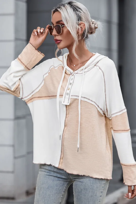 Lace Bodysuits for a Sexy and Elegant Bedroom LookMulticolor Colorblock Ribbed Henley Hoodie