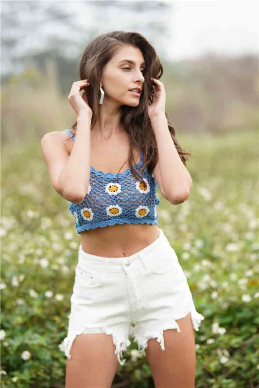 Sheer Bodysuits for a Seductive and Alluring OutfitFloral Crochet Cropped Cami