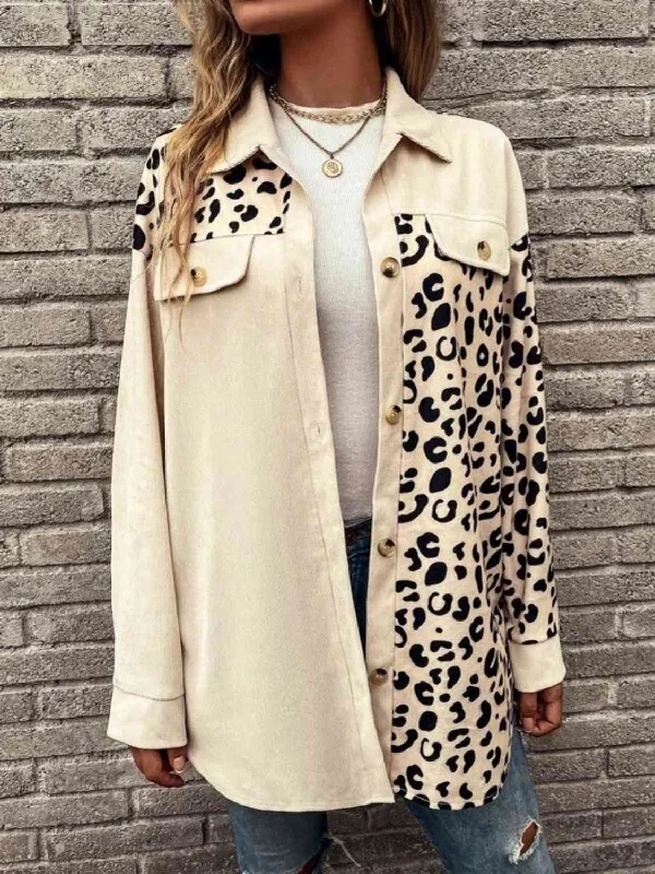 Convertible Straps Bodysuits for Multiple Styling OptionsFull Size Leopard Collared Shirt
