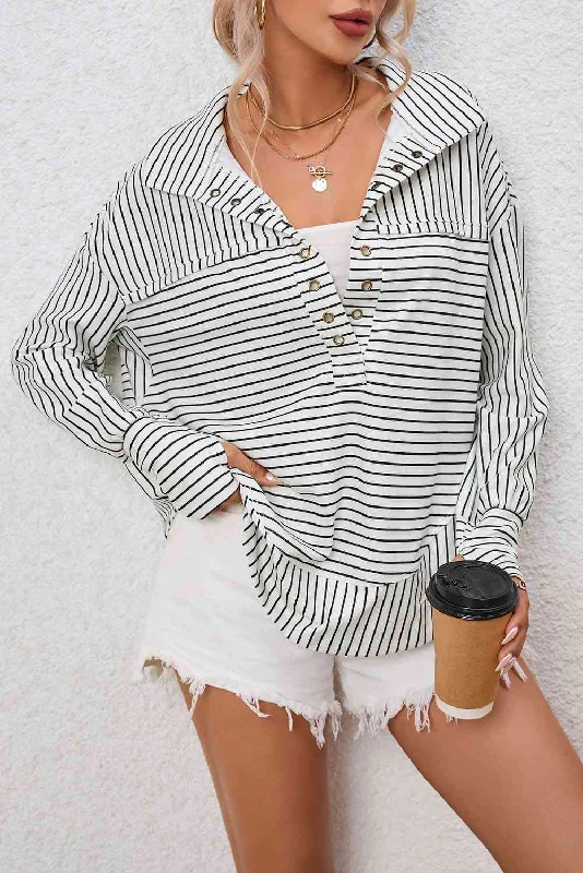 Lace Bodysuits for a Sexy and Elegant Bedroom LookFull Size Striped Collared Top