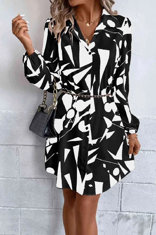 Printed Bodysuits with Floral Patterns for a Feminine VibeGeometric Long Sleeve Shirt Dress