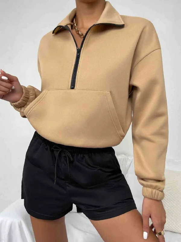 Printed Bodysuits with Floral Patterns for a Feminine VibeHalf-Zip Dropped Shoulder Sweatshirt