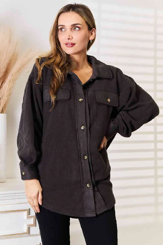 Convertible Straps Bodysuits for Multiple Styling OptionsHeimish Cozy Girl Button Down Shacket