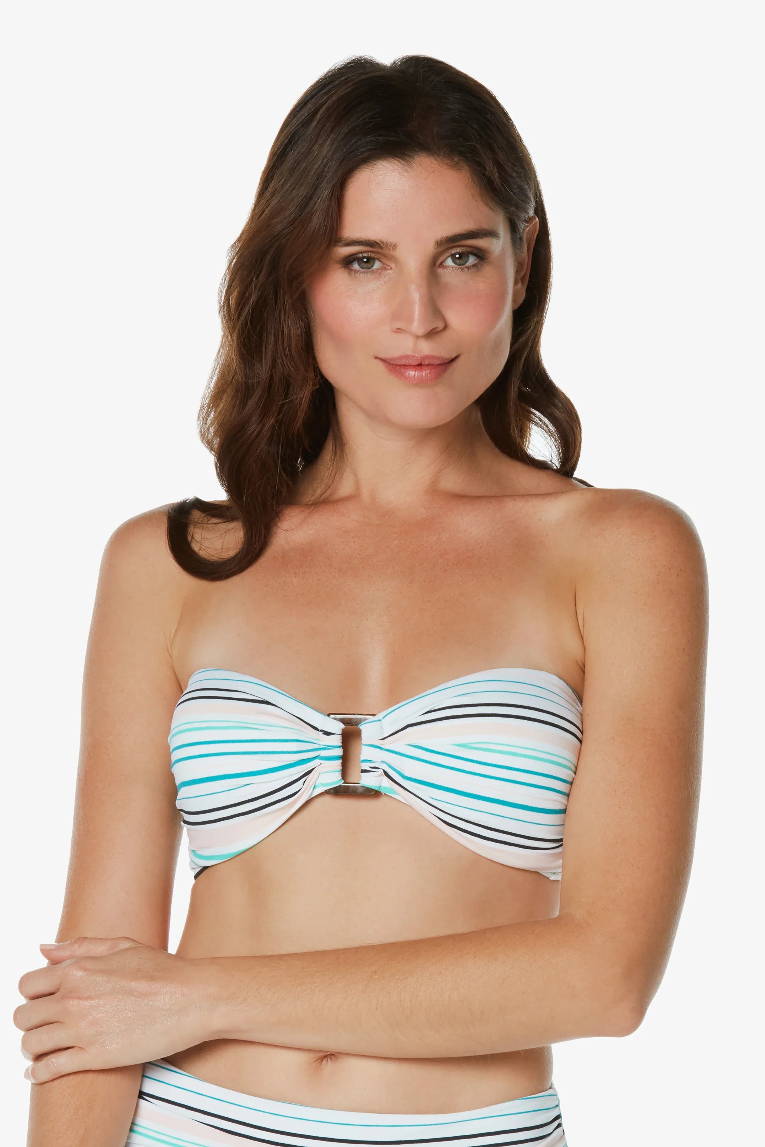 Hook Back Tortoise Bandeau  |  Textured Coastal Stripe