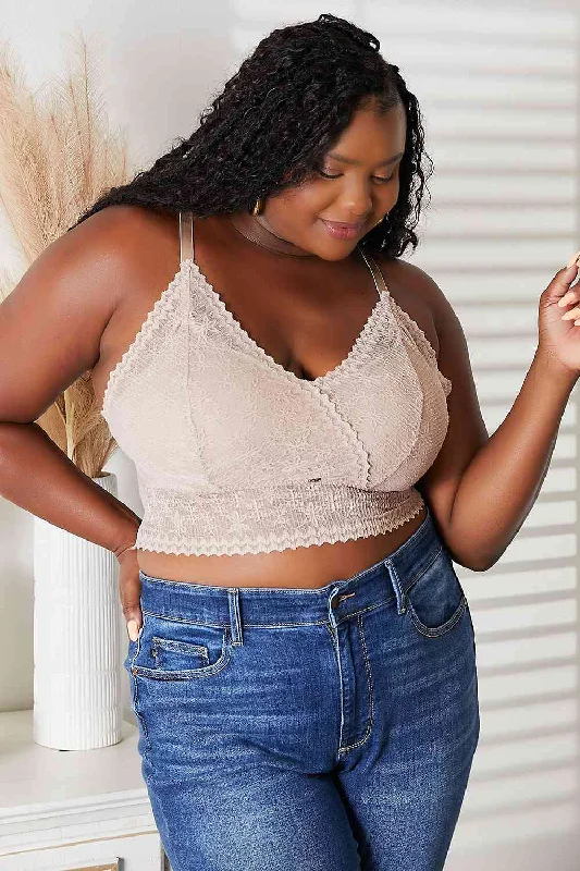 Compression Bodysuits for Post - Workout RecoveryFull Size Lace Bralette in Mocha