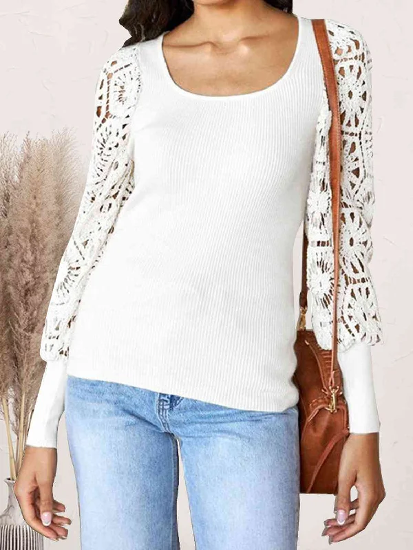 Plus - Size Bodysuits with a Comfortable and Flattering FitLace Detail Scoop Neck Knit Top