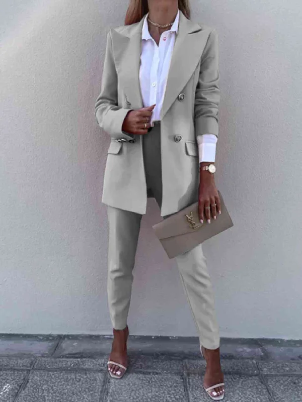 Metallic Bodysuits for a Glitzy and Glamorous Night OutLapel Collar Long Sleeve Blazer and Pants Set
