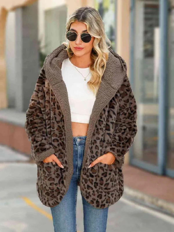 Organic Cotton Bodysuits for an Eco - Friendly and Comfortable OptionLeopard Hooded Coat with Pockets