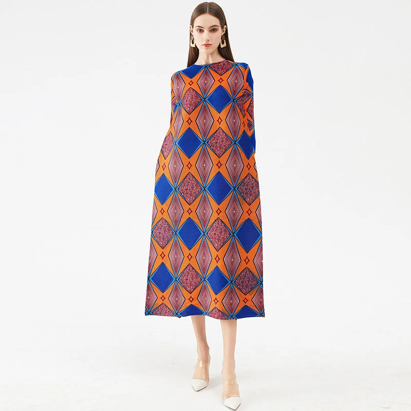 Button - Front Bodysuits with a Classic and Timeless AppealMiyake Pleated Geometric Print Midi Dress