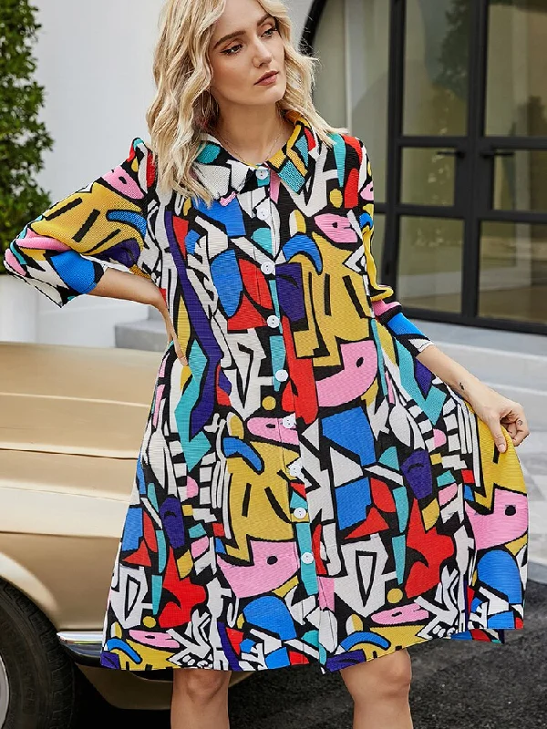Thermal Bodysuits for Extra Warmth in WinterMiyake Pleated Geometric Print Midi Dress