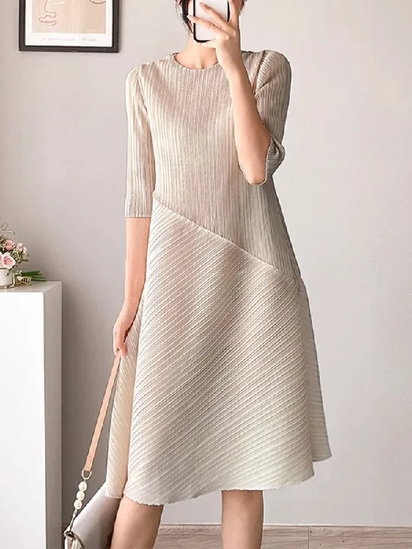 Maternity Bodysuits for Expecting Mothers' ComfortMiyake Pleated Irregular Pleats Dress