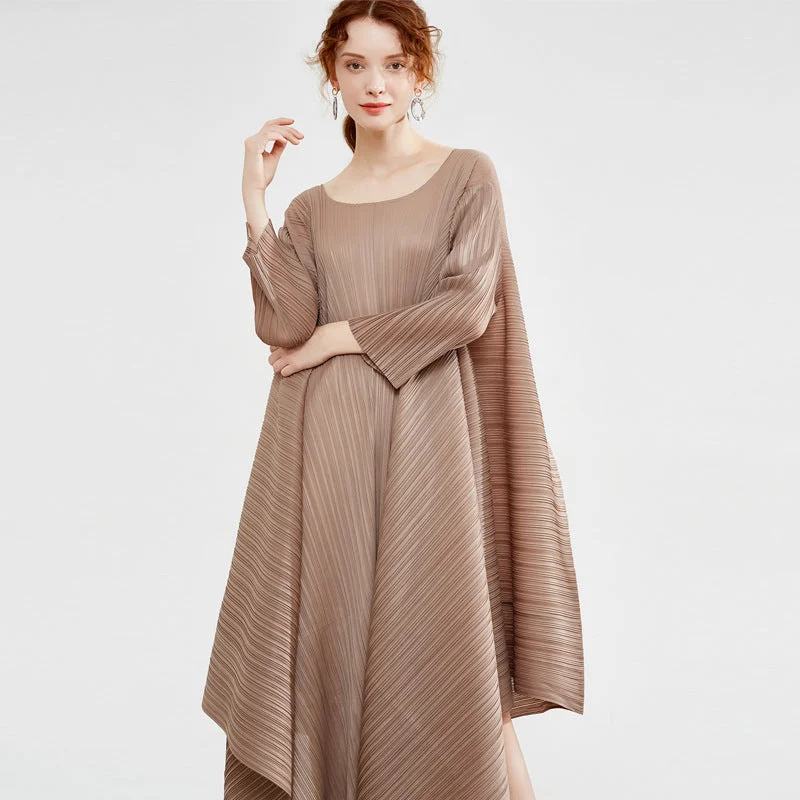 Sheer Bodysuits for a Seductive and Alluring OutfitMiyake Pleated Tie-Back Irregular Hem Dress