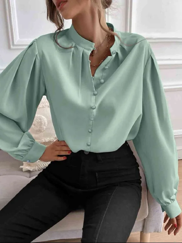 Compression Bodysuits for Post - Workout RecoveryMock Neck Button Front Shirt