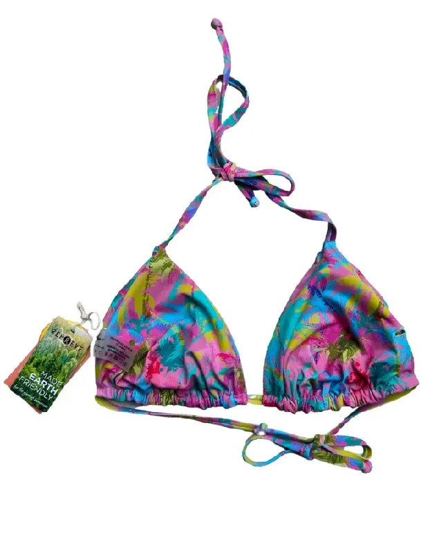 Pink Palm Womens Triangle Bikini Top