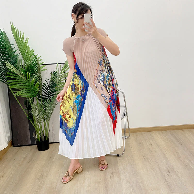 Crop Bodysuits to Pair with High - Waisted BottomsPleated Round Neck Raglan Sleeve Midi Dress
