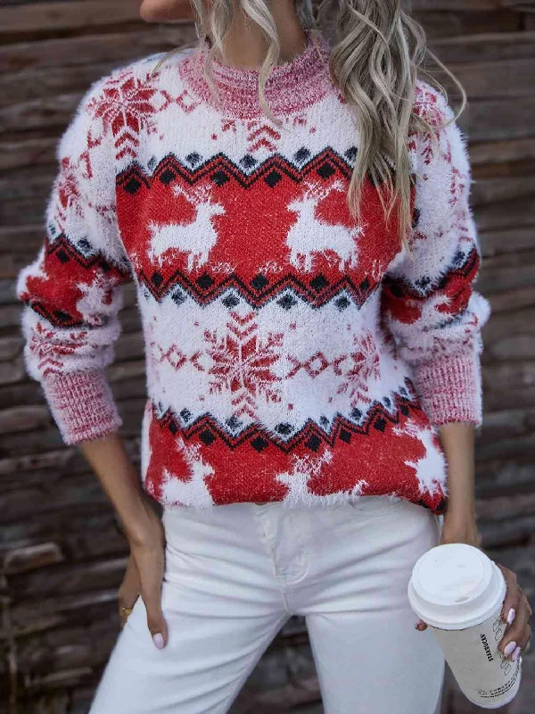 Ruffled Bodysuits with a Playful and Feminine TouchReindeer & Snowflake Round Neck Sweater
