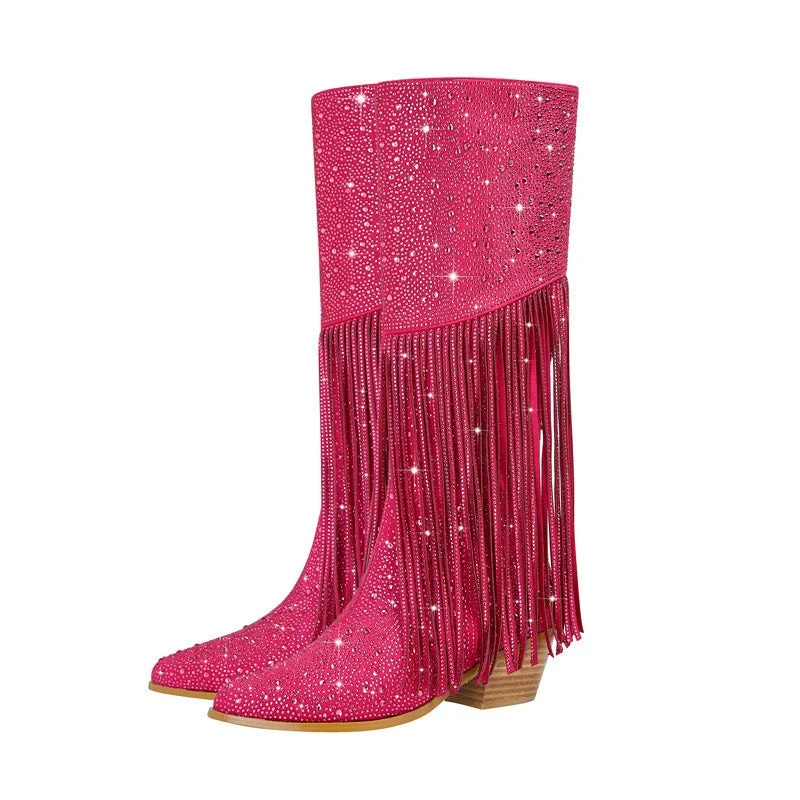 Organic Cotton Bodysuits for an Eco - Friendly and Comfortable OptionRhinestone Fringe Square Heel Boots