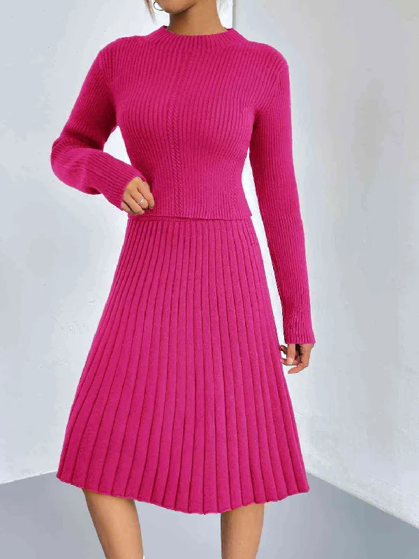 Maternity Bodysuits for Expecting Mothers' ComfortRib-Knit Sweater and Skirt Set