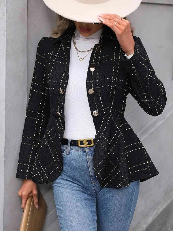 Thermal Bodysuits for Extra Warmth in WinterRuffle Hem Collared Blazer