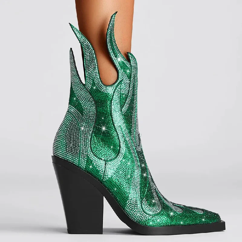 Plus - Size Bodysuits with a Comfortable and Flattering FitSparkling Rhinestone Pointed Toe Ankle Boots