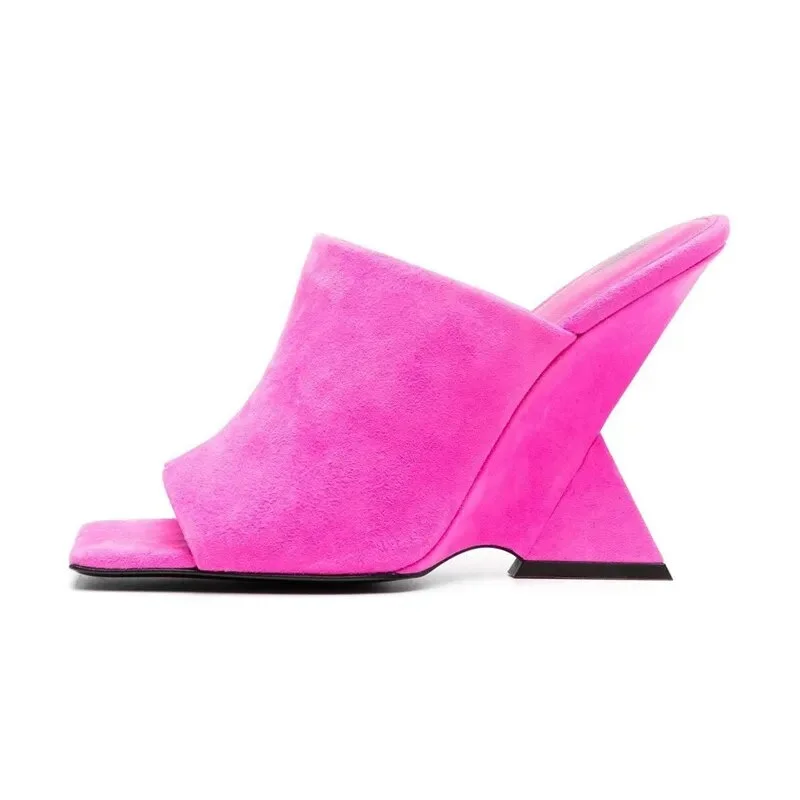 Button - Front Bodysuits with a Classic and Timeless AppealSquare Head Strange Wedge Heel Sandals