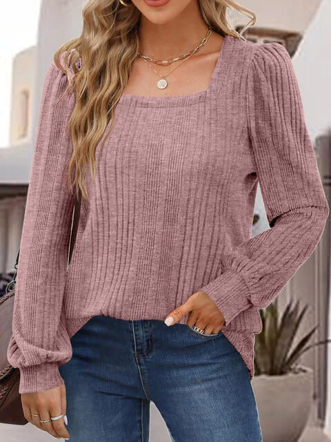 Button - Front Bodysuits with a Classic and Timeless AppealSquare Neck Long Sleeve Top
