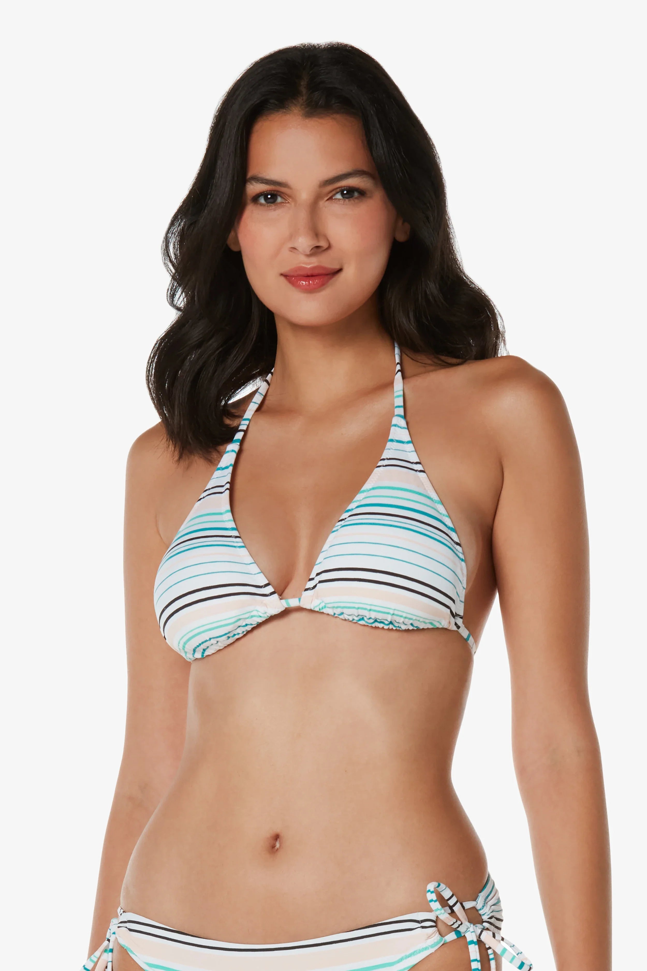 String Bikini Top  |  Textured Coastal Stripe