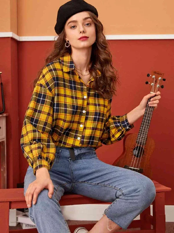Maternity Bodysuits for Expecting Mothers' ComfortPlaid Button Down Shirt
