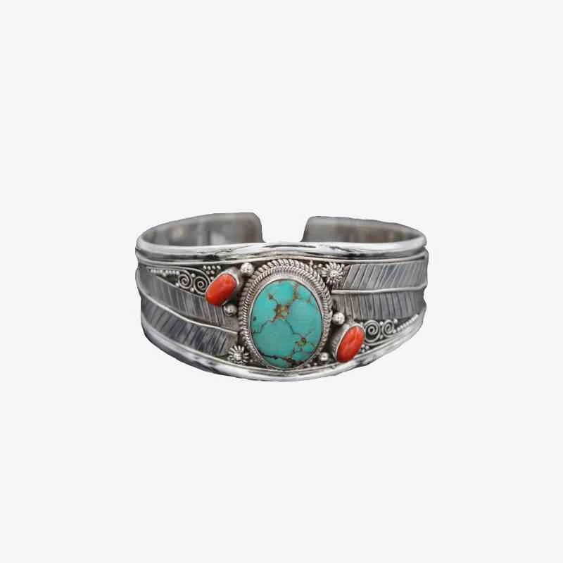 Cut - Out Bodysuits for a Trendy and Fashion - Forward StyleTurquoise Open Bracelet