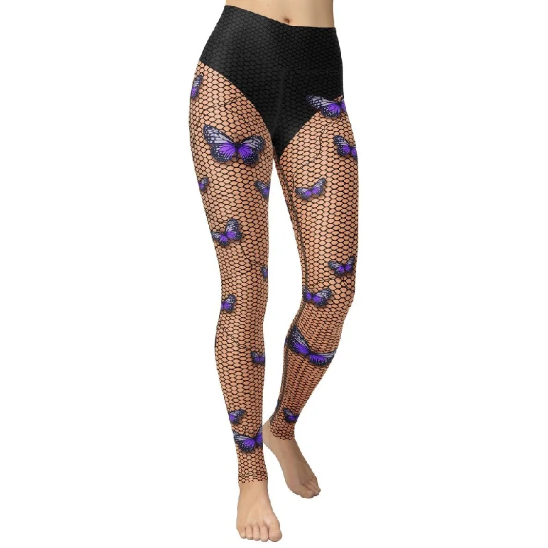 Bold Butterfly Mesh Yoga Leggings