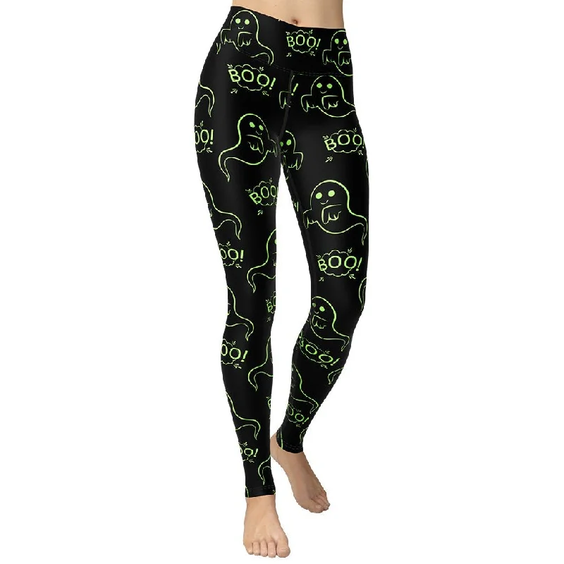 Boo Halloween Ghost Yoga Leggings